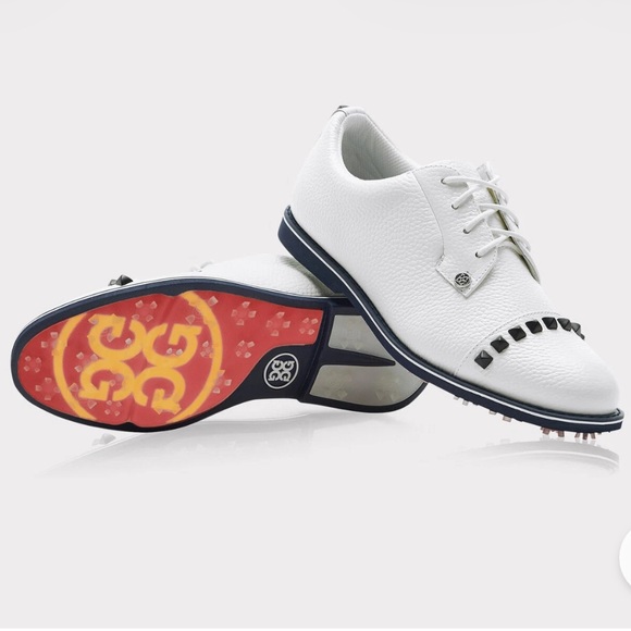 G/FORE Golf Shoes Gallivanter Pebble Leather Stud Cap Toe Shoes white size 9 - Picture 2 of 16